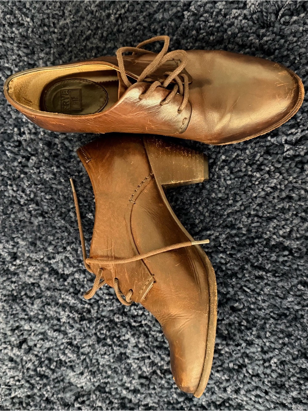 Dark brown Frye phoebe oxfords 6.5 in cognac